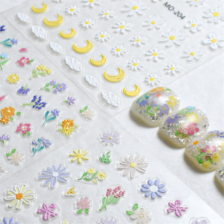 Spring Colorful Flower Adhesive Nail Sticker
