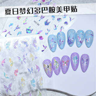 Aurora Butterfly Summer Jellyfish Adhesive Embossed Nail Sticker
