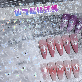 Laser Butterfly Adhesive Embossed Nail Sticker