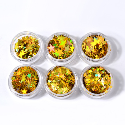 Gold Star Nail Glitter Sequins Set