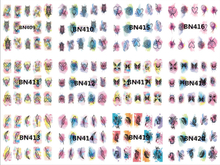 BN409-420 Animals And Feathers Water Nail Sticker