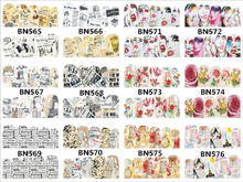 BN565-576 Newspaper Water Nail Sticker