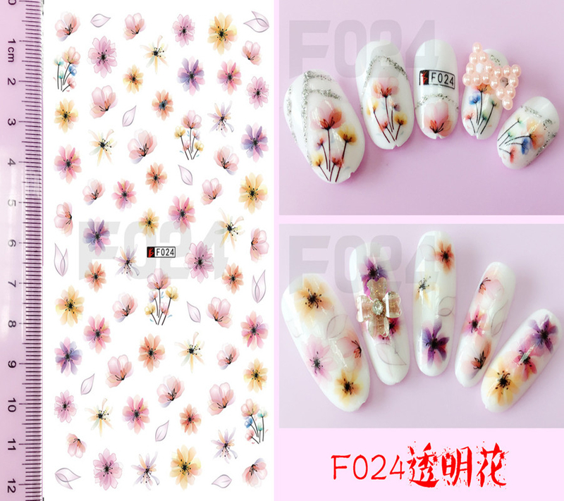 F024 DIY Design 3D Self Adhesive Transparent Flower Nail Art Sticker