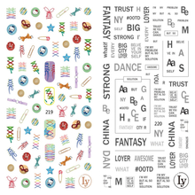 LY219-220 Thin 3D Laces And Letters Nail Sticker
