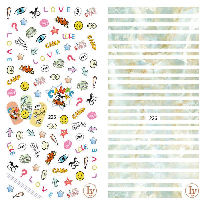 LY225-226 Thin 3D Camp And Texture Nail Sticker