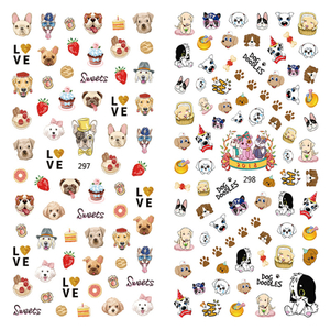 LY297-298 Thin 3D Dogs Nail Sticker