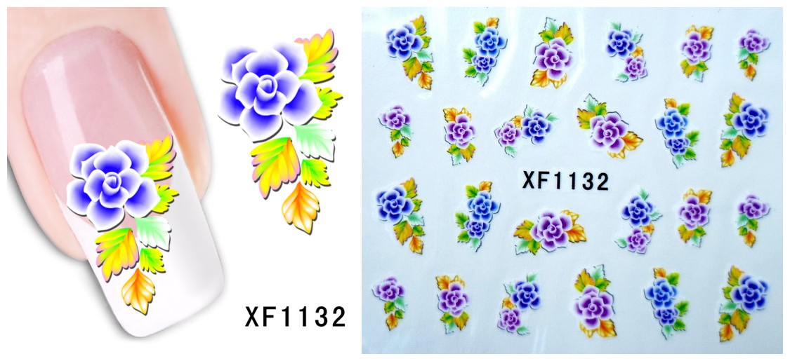 XF1127-1132 Flower Water Nail Sticker