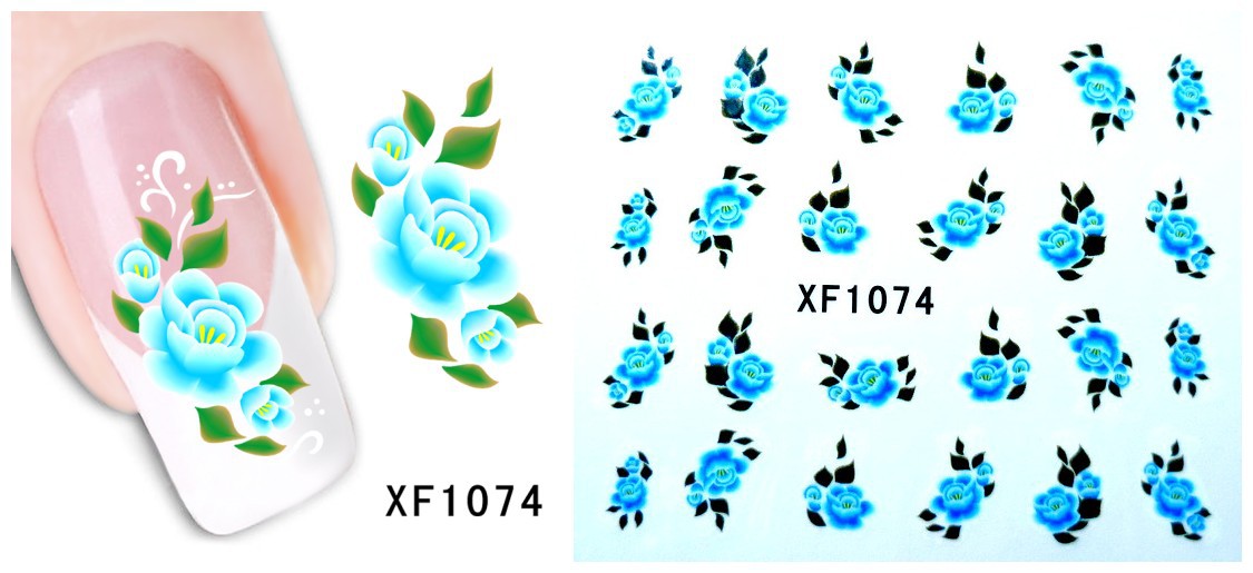XF1073-1078 Flower Water Nail Sticker