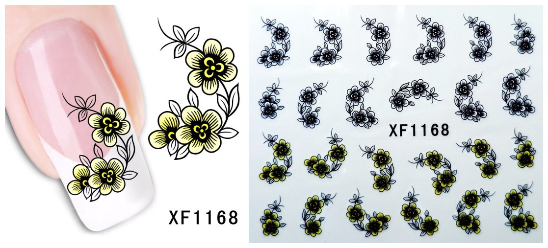 XF1163-1168 Flower Water Nail Sticker
