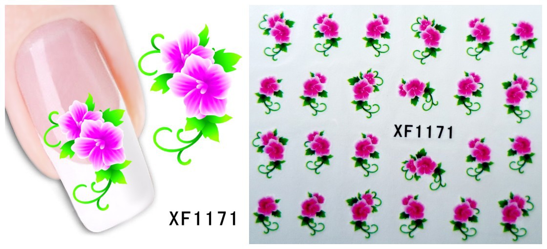 XF1169-1174 Flower Water Nail Sticker