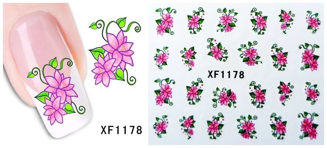 XF1175-1180 Flower Water Nail Sticker