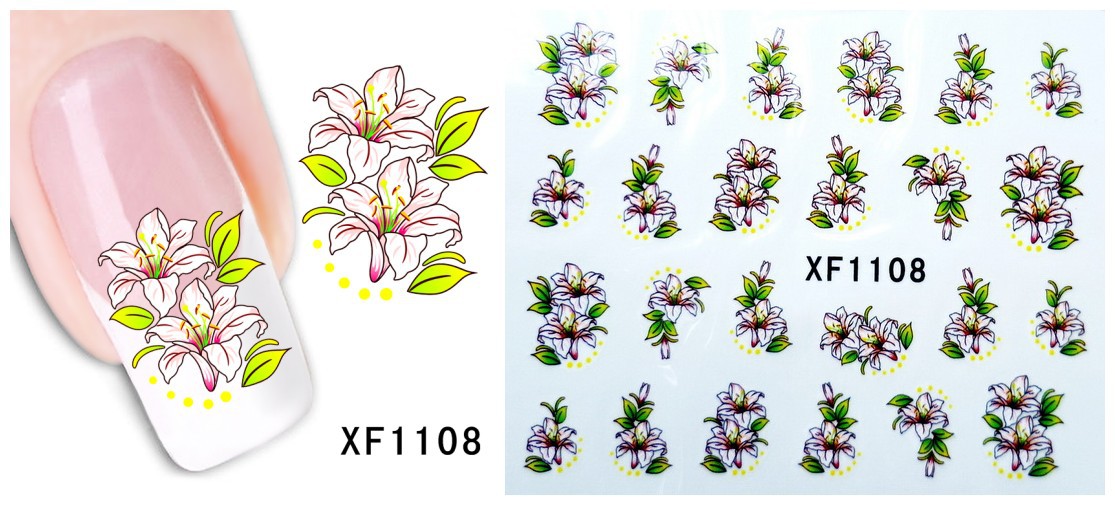 XF1103-1108 Flower Water Nail Sticker