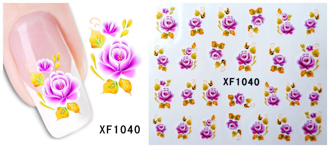 XF1037-1042 Flower Water Nail Sticker