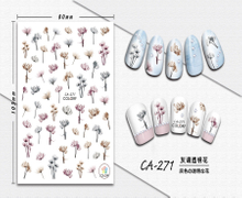CA-271 3D Gray Tone Flower Nail Sticker