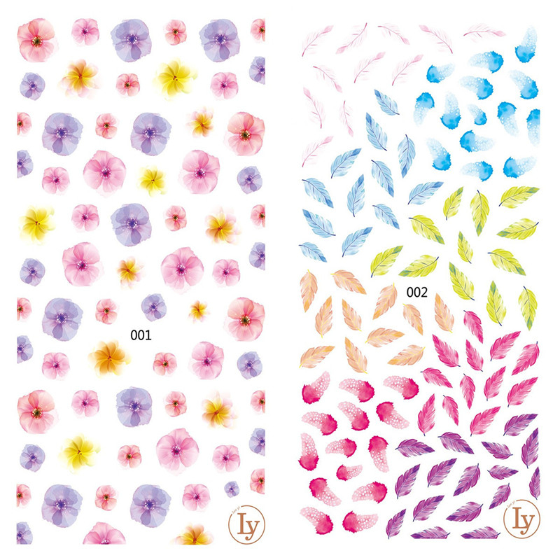 LY001-002 Thin 3D Flower Feather Nail Sticker