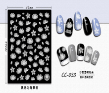 CC-033 3D White Transparent Flower Nail Sticker