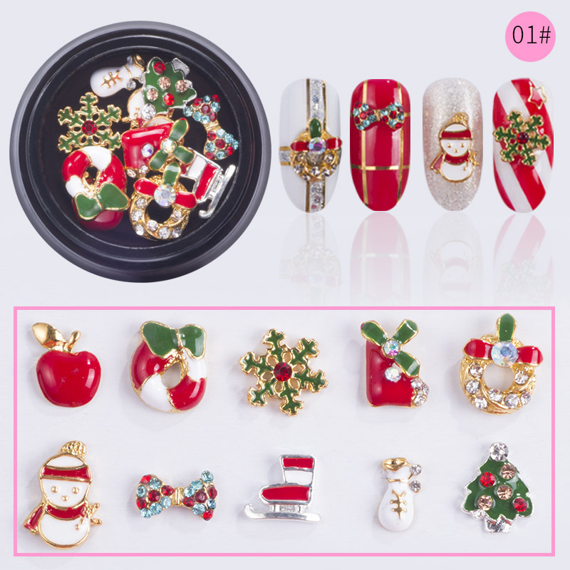 3D Christmas Alloy Nail Decoration in Jar