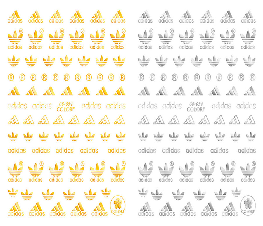 CB-094 3D Adidas Brand Nail Art Sticker - Buy Nail Art Sticker, Adidas ...