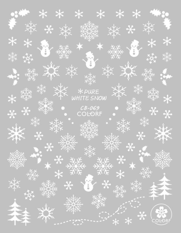 CB-069 3D Snowflake Snowman Christmas Nail Sticker