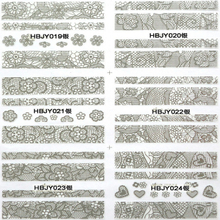 HBJY019-024 Silver Lace Nail Art Sticker 