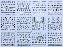 HBJY181-192 3D Balck Star Heart Nail Art Sticker 