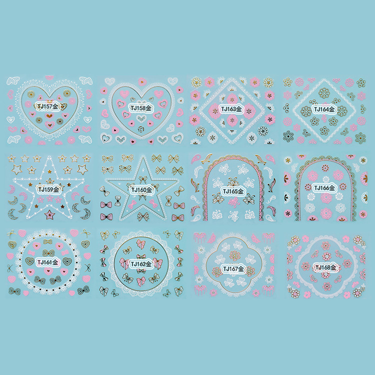 TJ157-168 3D Gold Nail Art Sticker 
