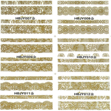 HBJY007-012 Gold Lace Nail Art Sticker 