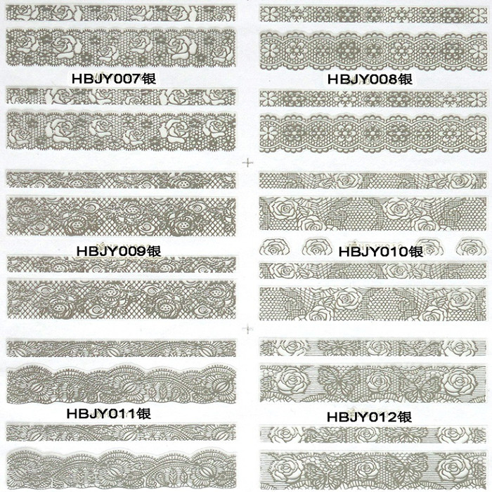 HBJY007-012 Silver Lace Nail Art Sticker 