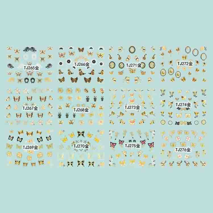 TJ265-276 3D Gold Insect Nail Art Sticker 