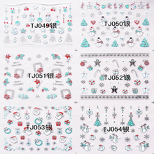 TJ049-060 3D Silver Christmas Nail Art Sticker 
