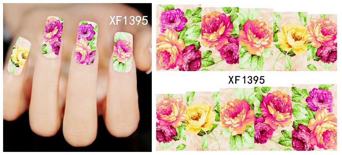 XF1390-1395 Flower Water Nail Sticker