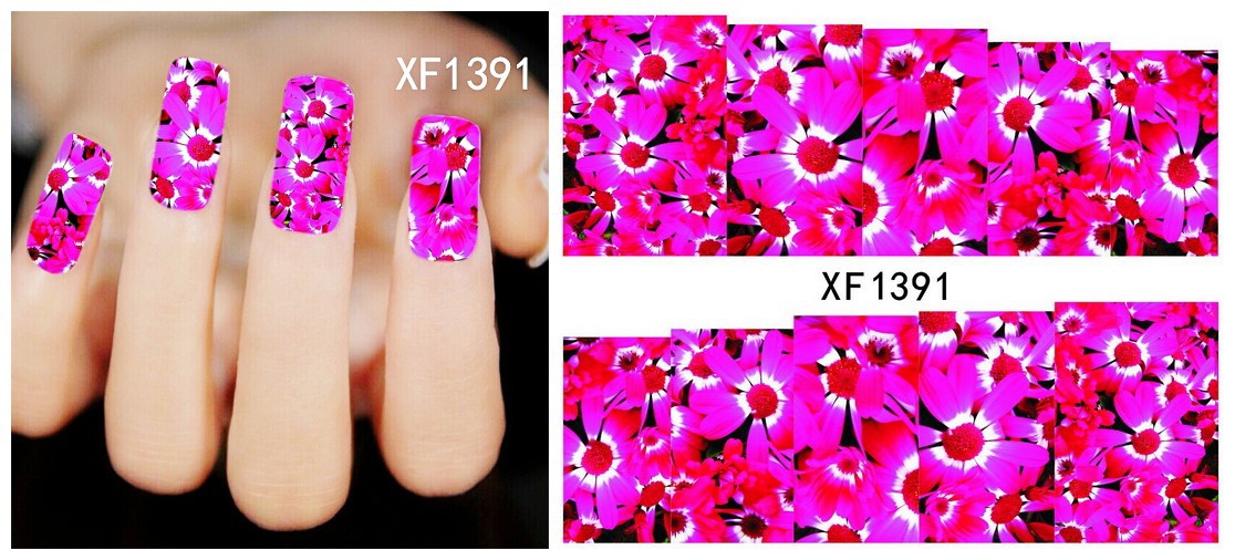 XF1390-1395 Flower Water Nail Sticker