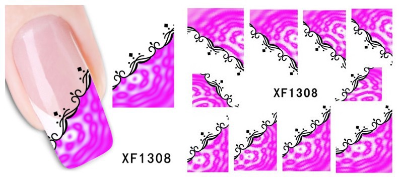 XF1307-1312 Lace Water Nail Sticker