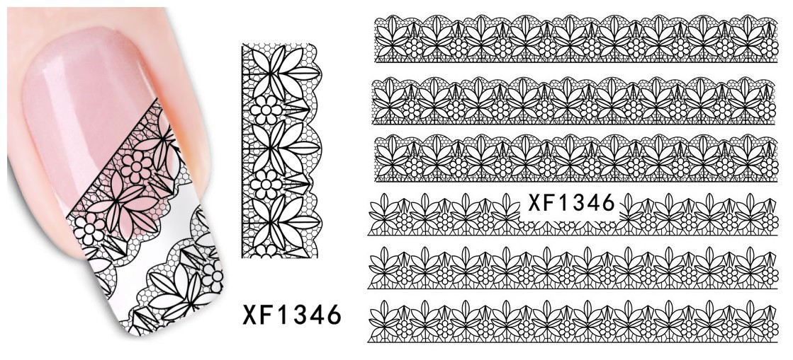 XF1343-1348 Lace Water Nail Sticker