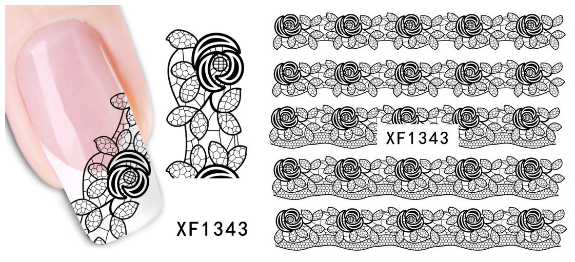 XF1343-1348 Lace Water Nail Sticker
