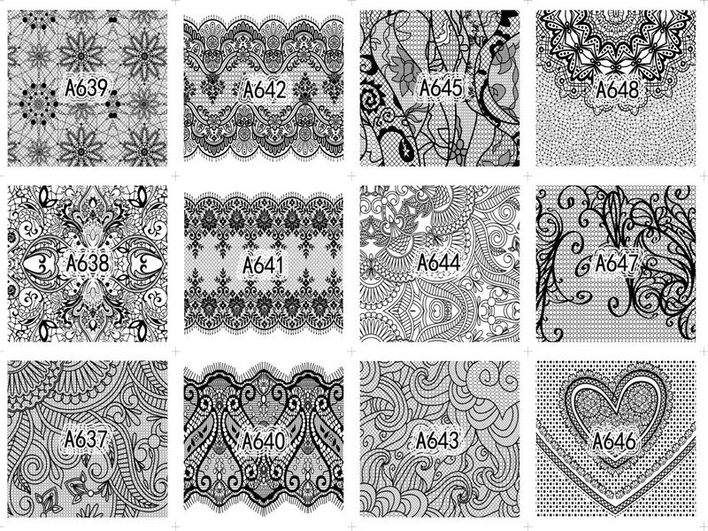 A637-648 Pattern Water Nail Sticker