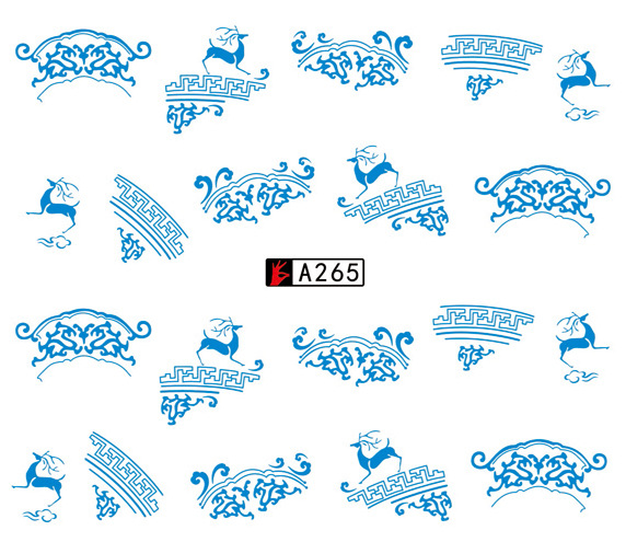 A265-270 Blue Flower Water Nail Sticker