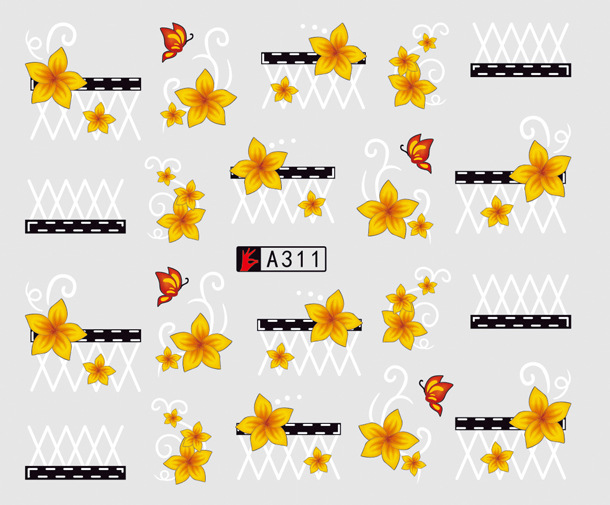 A307-312 Flower Water Nail Sticker