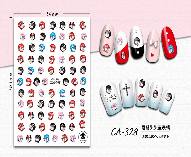 CA-328 3D Mushroom Head Helmet Expression Nail Sticker