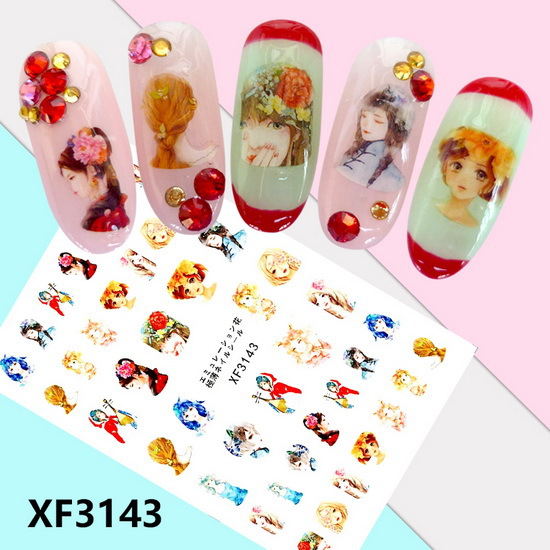 XF3143 3D Self Adhesive Women Nail Sticker 