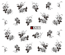 A247-252 Black Flower Water Nail Sticker