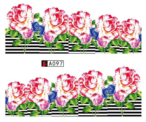 A097-102 Flower Water Nail Sticker