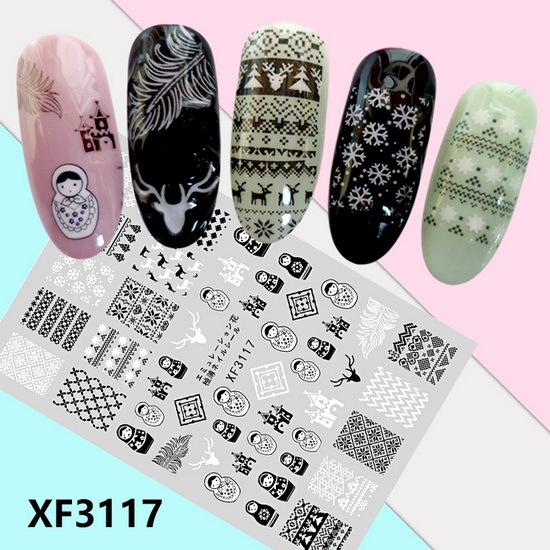 XF3117 3D Self Adhesive Christmas Nail Sticker 