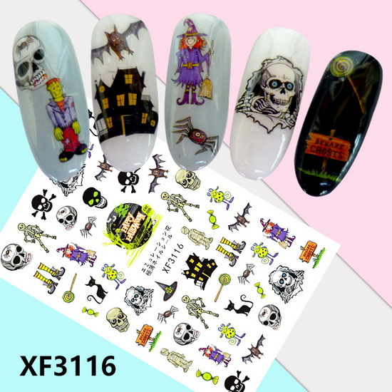 XF3116 3D Self Adhesive Halloween Nail Sticker 