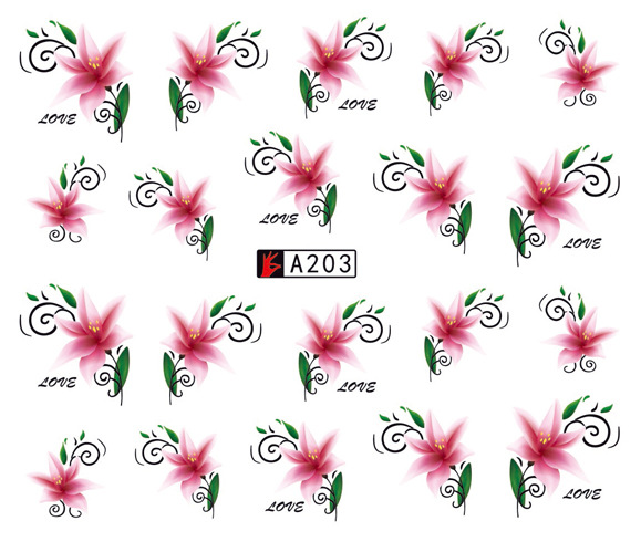 A199-204 Flower Water Nail Sticker