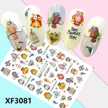 XF3081 3D Self Adhesive Owl Nail Sticker 