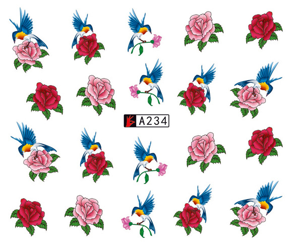 A229-234 Flower Water Nail Sticker