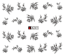 A241-246 Black Flower Water Nail Sticker