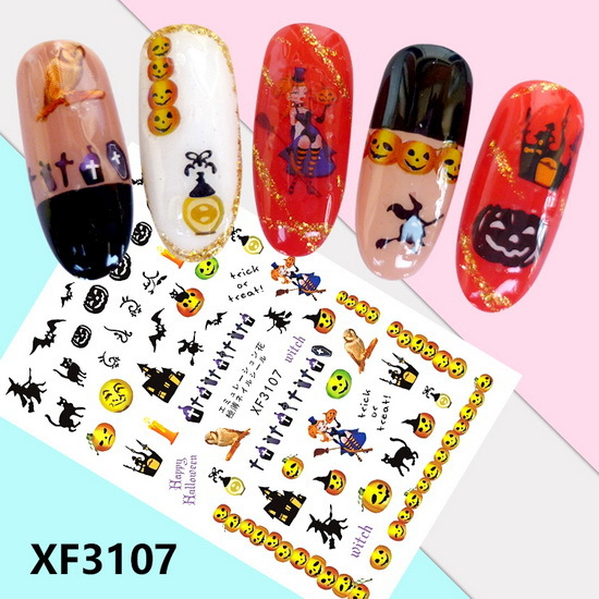 XF3107 3D Self Adhesive Halloween Nail Sticker 