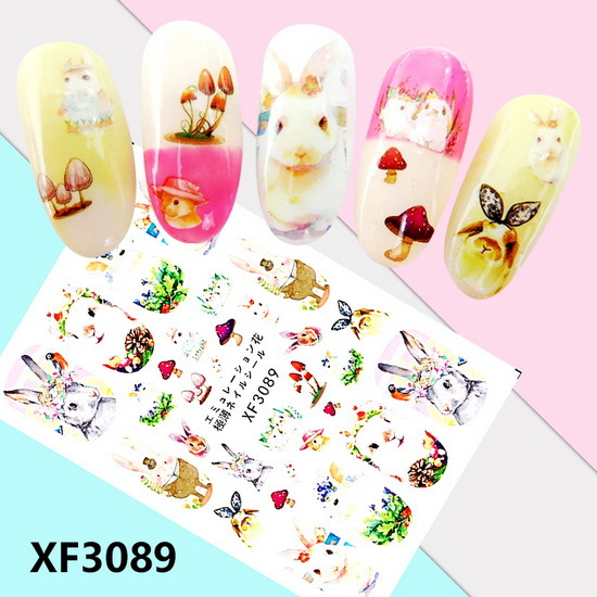 XF3089 3D Self Adhesive Rabbit Nail Sticker 